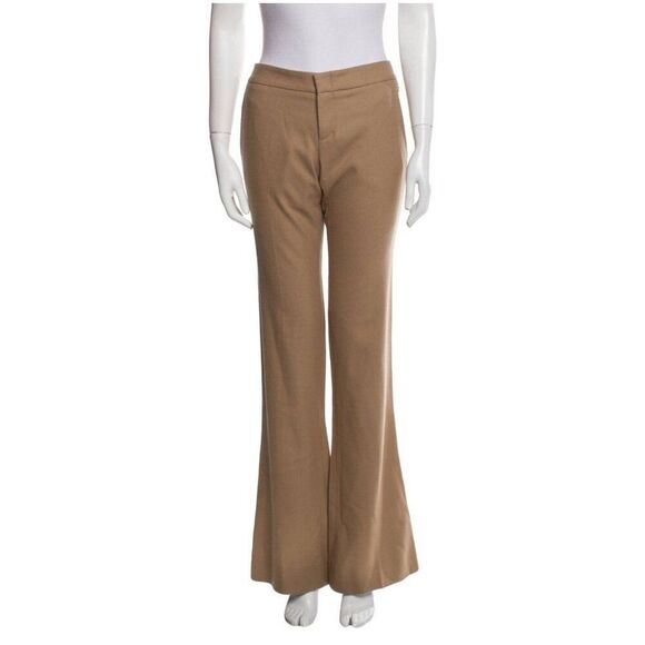 Gucci New Authentic Tan Brown Khaki Wool Flare Wide Dress Pants 40 US 4 Small - Picture 1 of 12